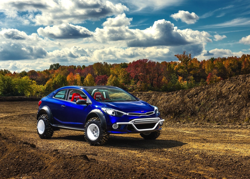 Illustration for article titled The Kia Forte Koup Mud Bogger Concept Is Badass Even If It's Two-Wheel Drive